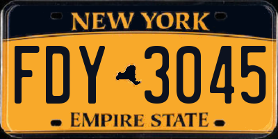 NY license plate FDY3045