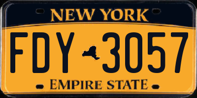 NY license plate FDY3057