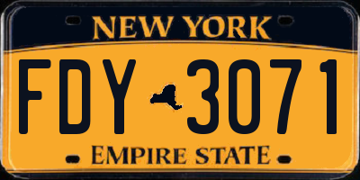 NY license plate FDY3071