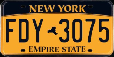 NY license plate FDY3075