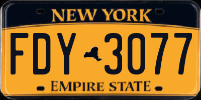 NY license plate FDY3077