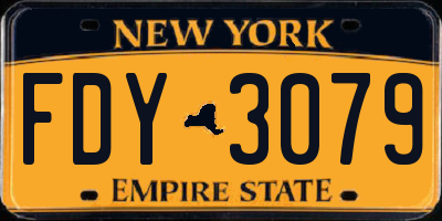 NY license plate FDY3079