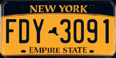 NY license plate FDY3091