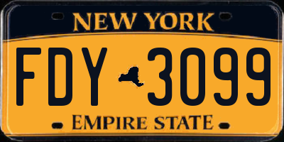 NY license plate FDY3099