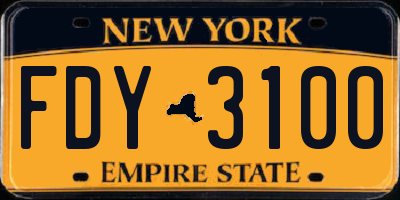 NY license plate FDY3100