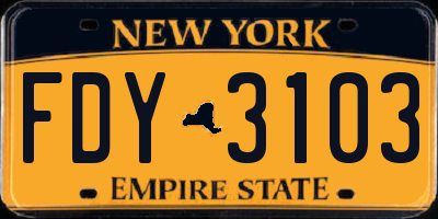NY license plate FDY3103