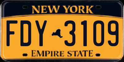 NY license plate FDY3109
