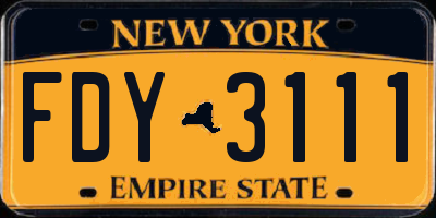 NY license plate FDY3111
