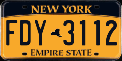 NY license plate FDY3112