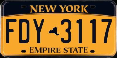 NY license plate FDY3117