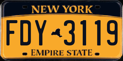 NY license plate FDY3119