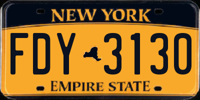 NY license plate FDY3130