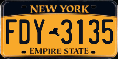 NY license plate FDY3135