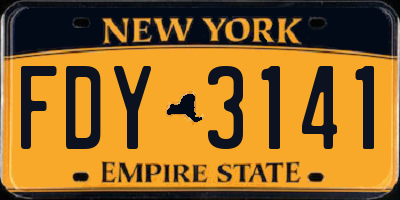NY license plate FDY3141