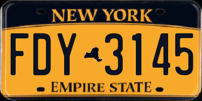 NY license plate FDY3145