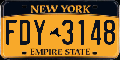 NY license plate FDY3148