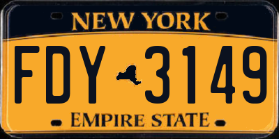 NY license plate FDY3149