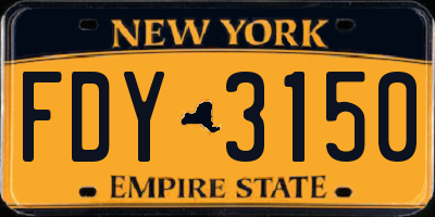 NY license plate FDY3150