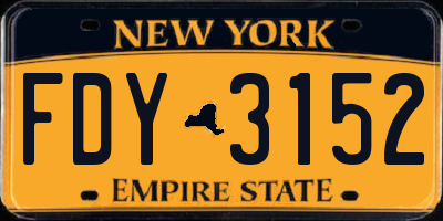NY license plate FDY3152