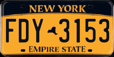 NY license plate FDY3153