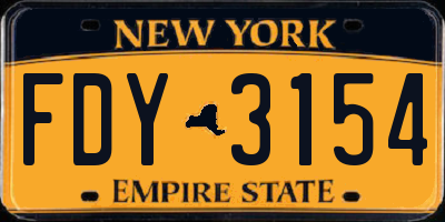 NY license plate FDY3154