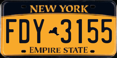 NY license plate FDY3155