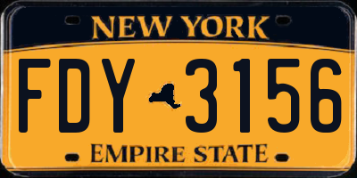 NY license plate FDY3156