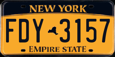 NY license plate FDY3157