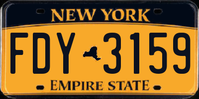 NY license plate FDY3159