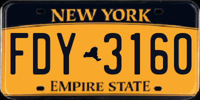 NY license plate FDY3160