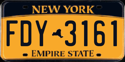 NY license plate FDY3161