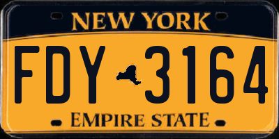 NY license plate FDY3164