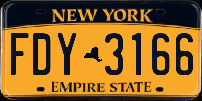 NY license plate FDY3166