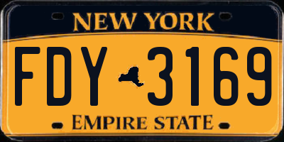 NY license plate FDY3169