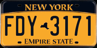 NY license plate FDY3171