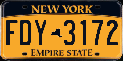 NY license plate FDY3172