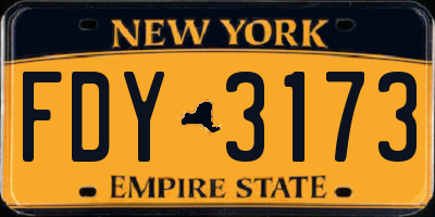 NY license plate FDY3173