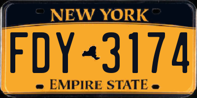 NY license plate FDY3174