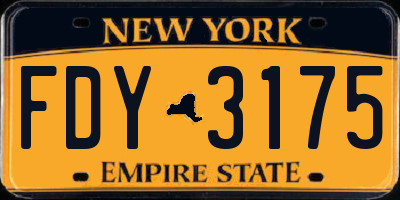 NY license plate FDY3175