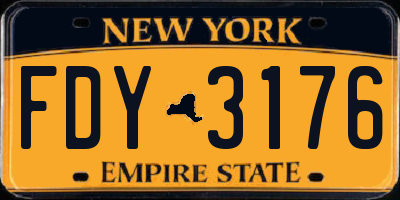 NY license plate FDY3176