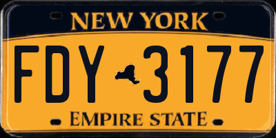 NY license plate FDY3177