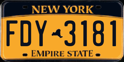 NY license plate FDY3181