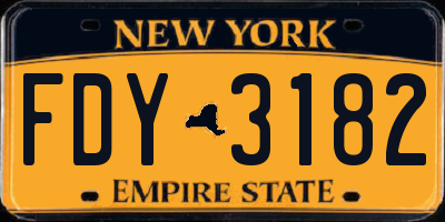 NY license plate FDY3182