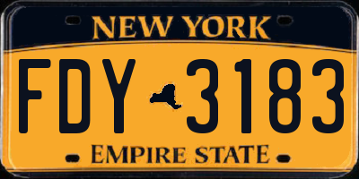 NY license plate FDY3183