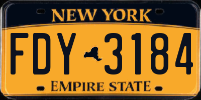 NY license plate FDY3184