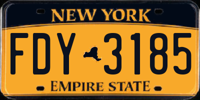 NY license plate FDY3185