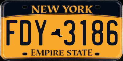 NY license plate FDY3186