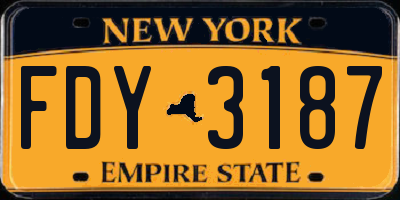 NY license plate FDY3187