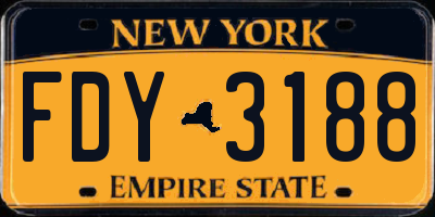 NY license plate FDY3188