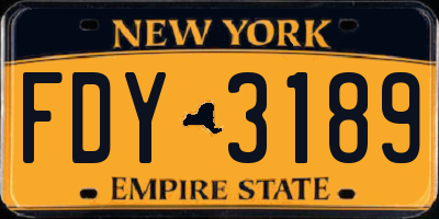 NY license plate FDY3189